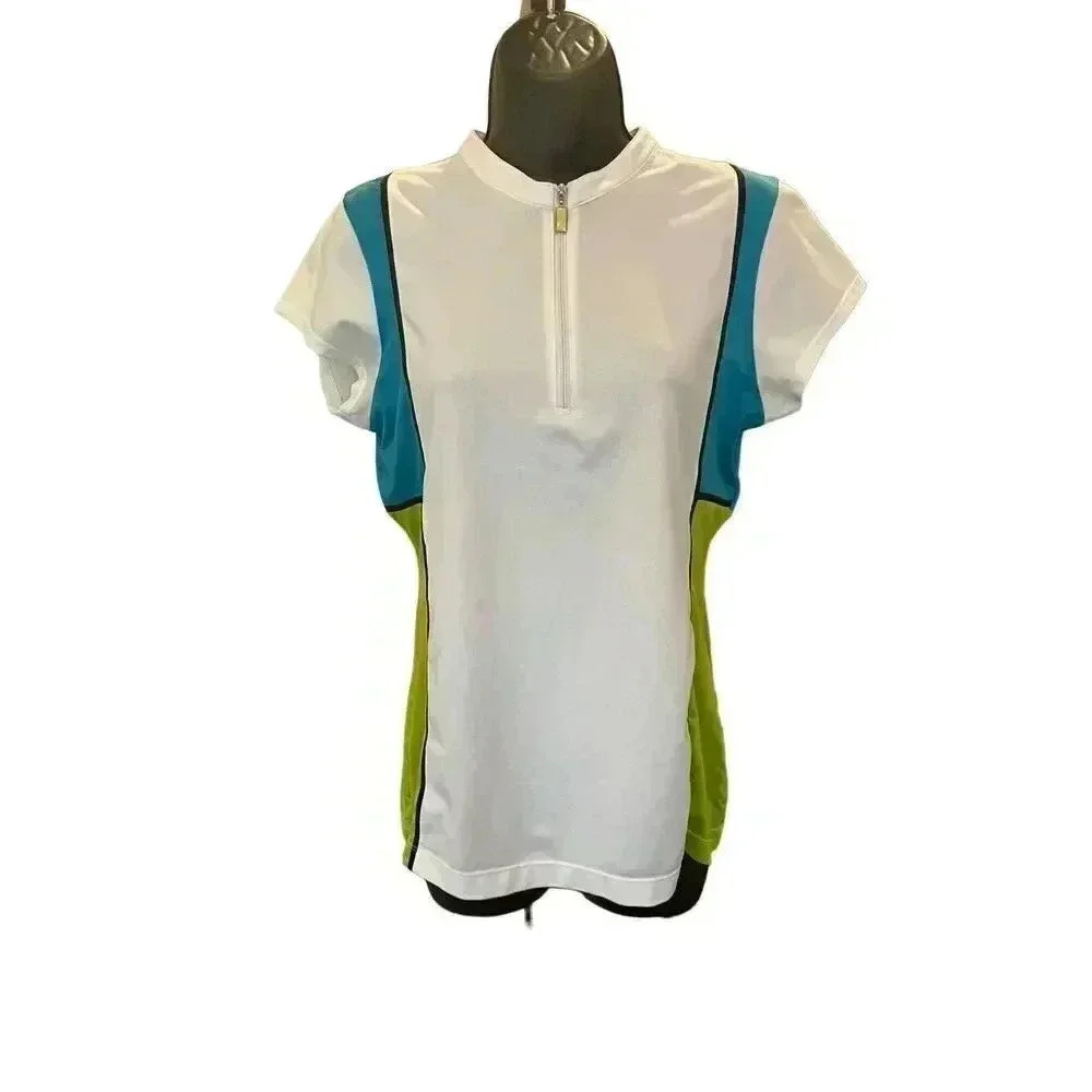 EP SPORT Green and Blue 1/4 Zip Colorblock Shirt - size Medium
